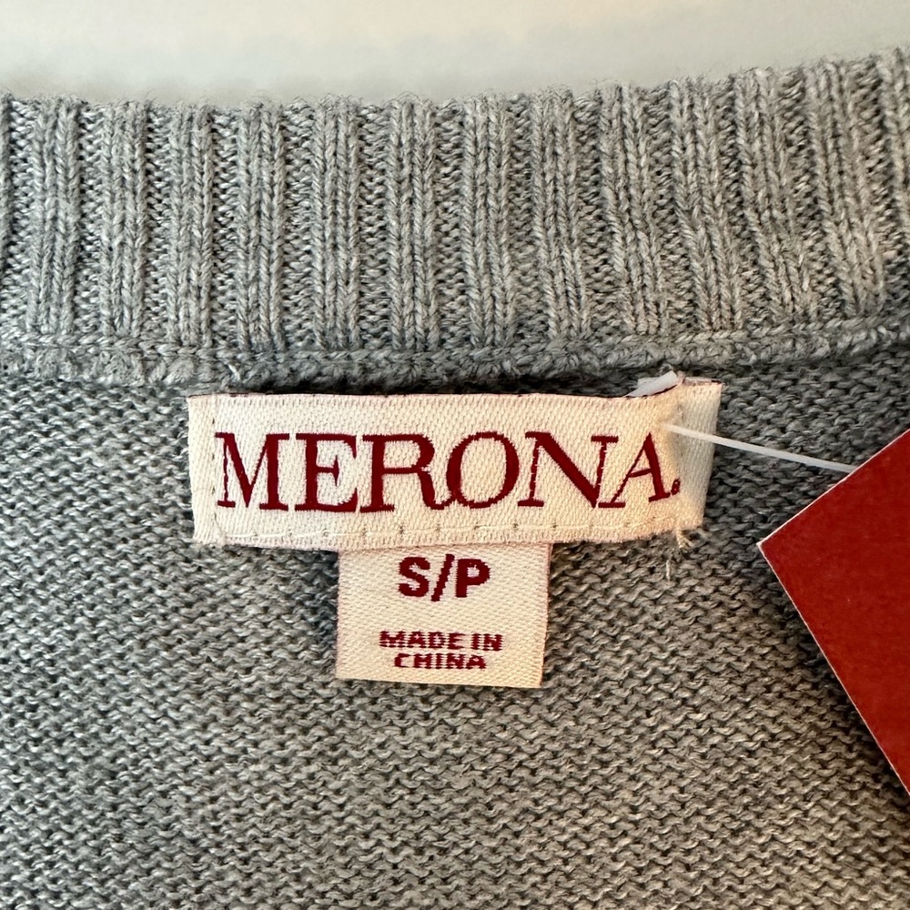NWT Merona Women’s Gray Argyle Long Sleeve Sweater - Size S - Picture 5 of 10